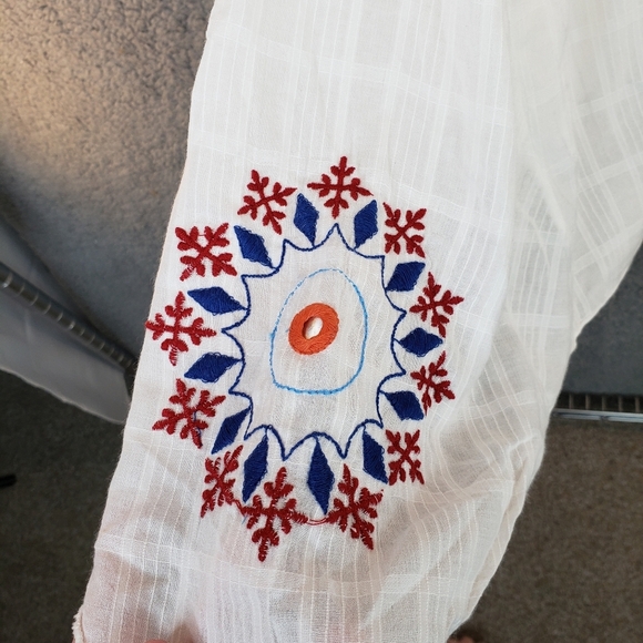 Area Star Maria Checked & Embroidered Asymmetrical Pull Over Cotton Dress Sz L - Picture 8 of 16